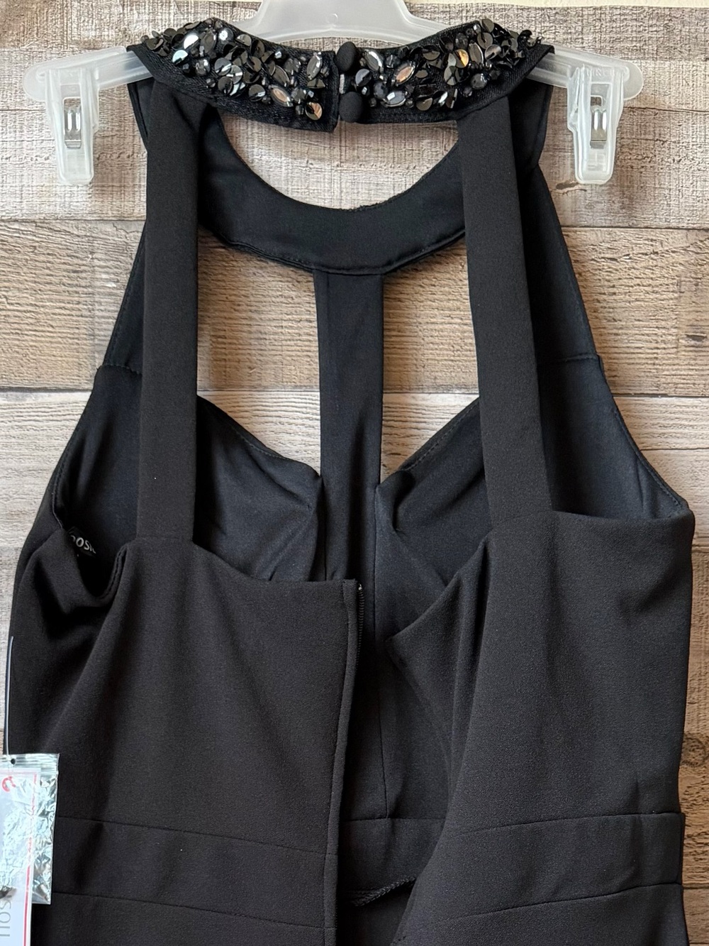 Bisou Bisou Black Beaded Halter Open Back Tulip Hem Cocktail Party Dress NWT Sz4 - Picture 8 of 16